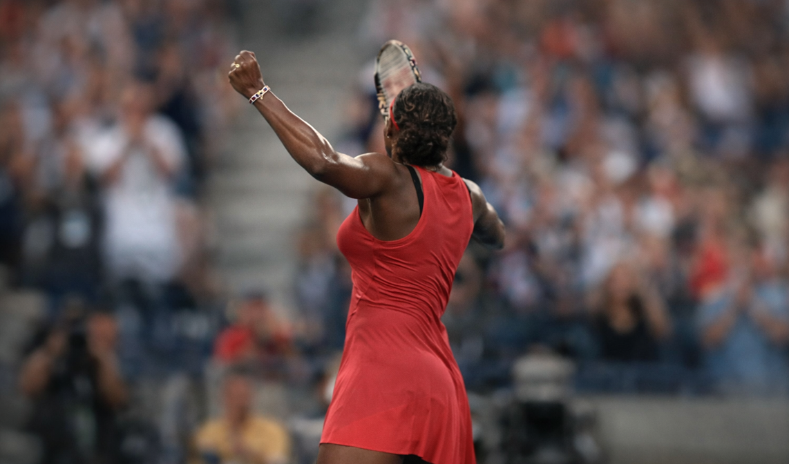 An image from the video wherein Serena Williams is being shown
