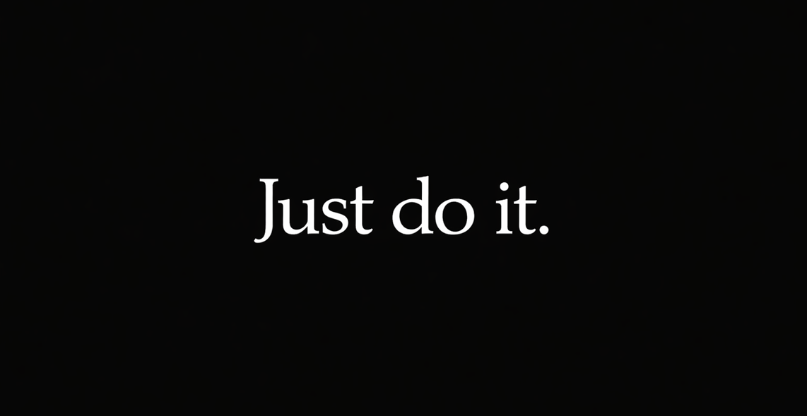An image from the video wherein Nike's famous tagline 