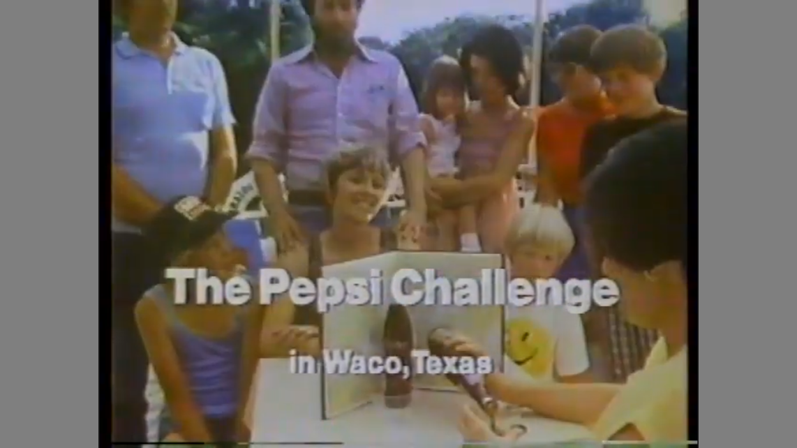 An image from the video wherein many people from Texas doing the Pepsi Challenge