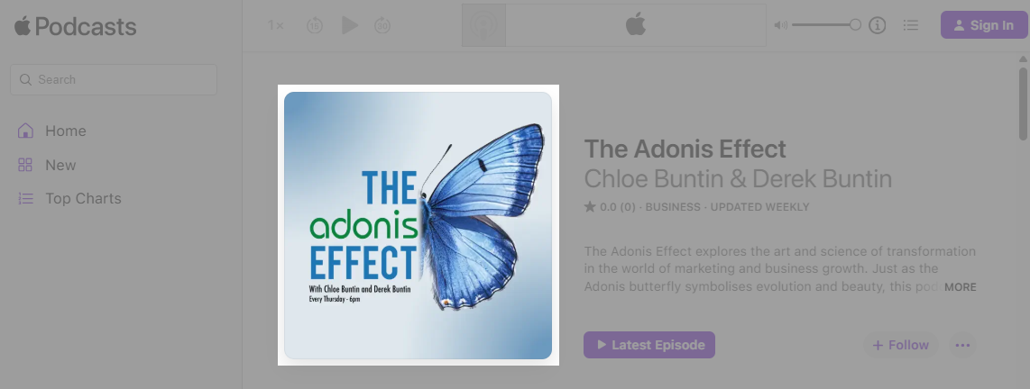 The Adonis Effect's official podcast artwork on all popular listening platforms